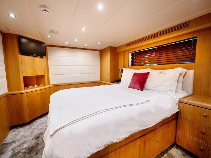 a bed in a room aboard BANDIDO I Yacht for Sale