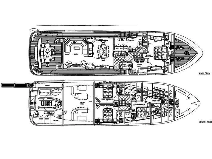 diagram, engineering drawing aboard BANDIDO I Yacht for Sale