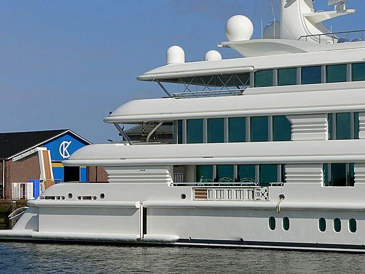 a large white yacht aboard FELIX Yacht for Sale
