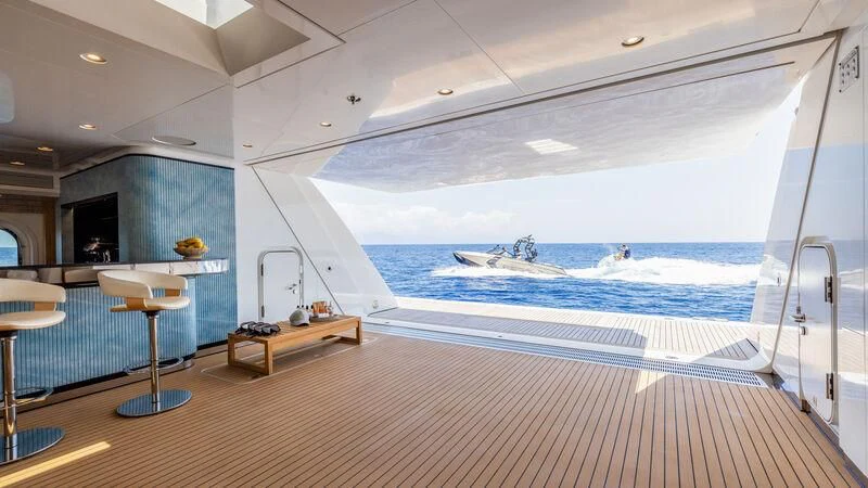 a large room with a large pool aboard FELIX Yacht for Sale
