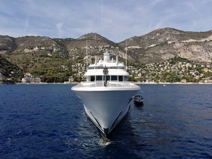 a white boat in the water aboard FELIX Yacht for Sale