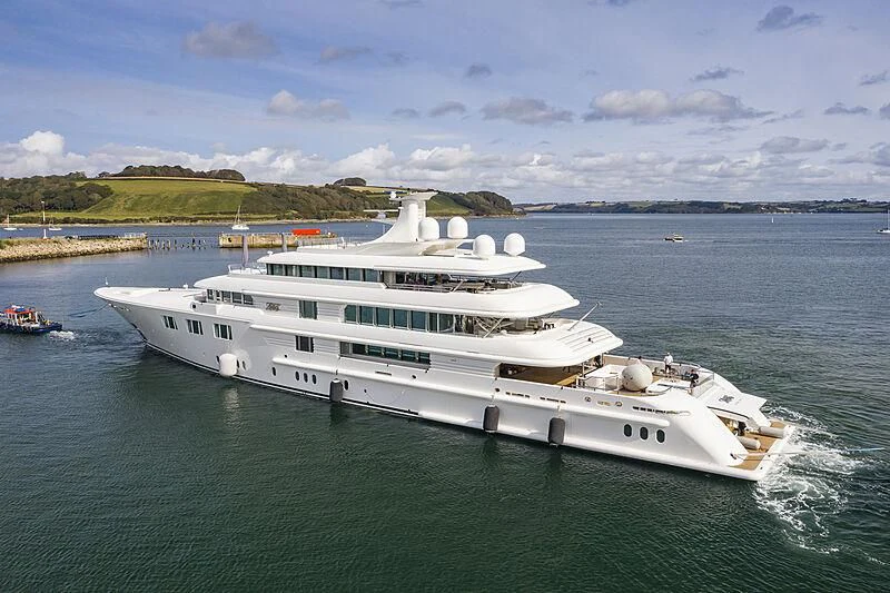 a large white yacht aboard FELIX Yacht for Sale