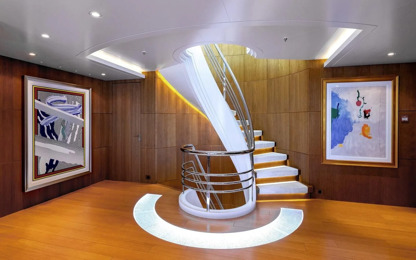 a staircase in a building aboard FELIX Yacht for Sale