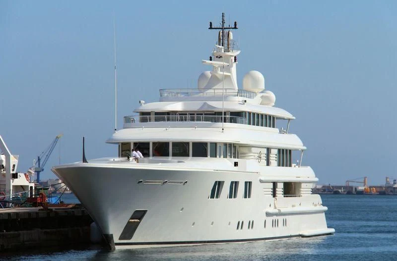 a large white ship aboard FELIX Yacht for Sale