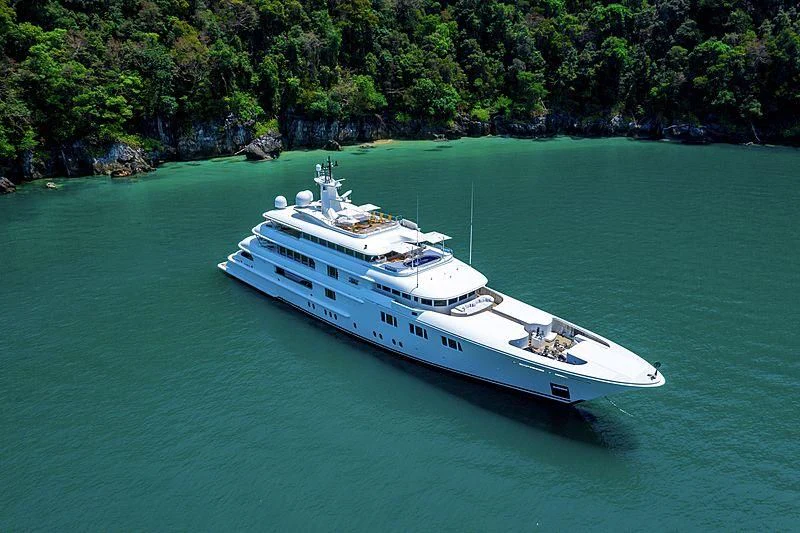 a white boat in the water aboard FELIX Yacht for Sale