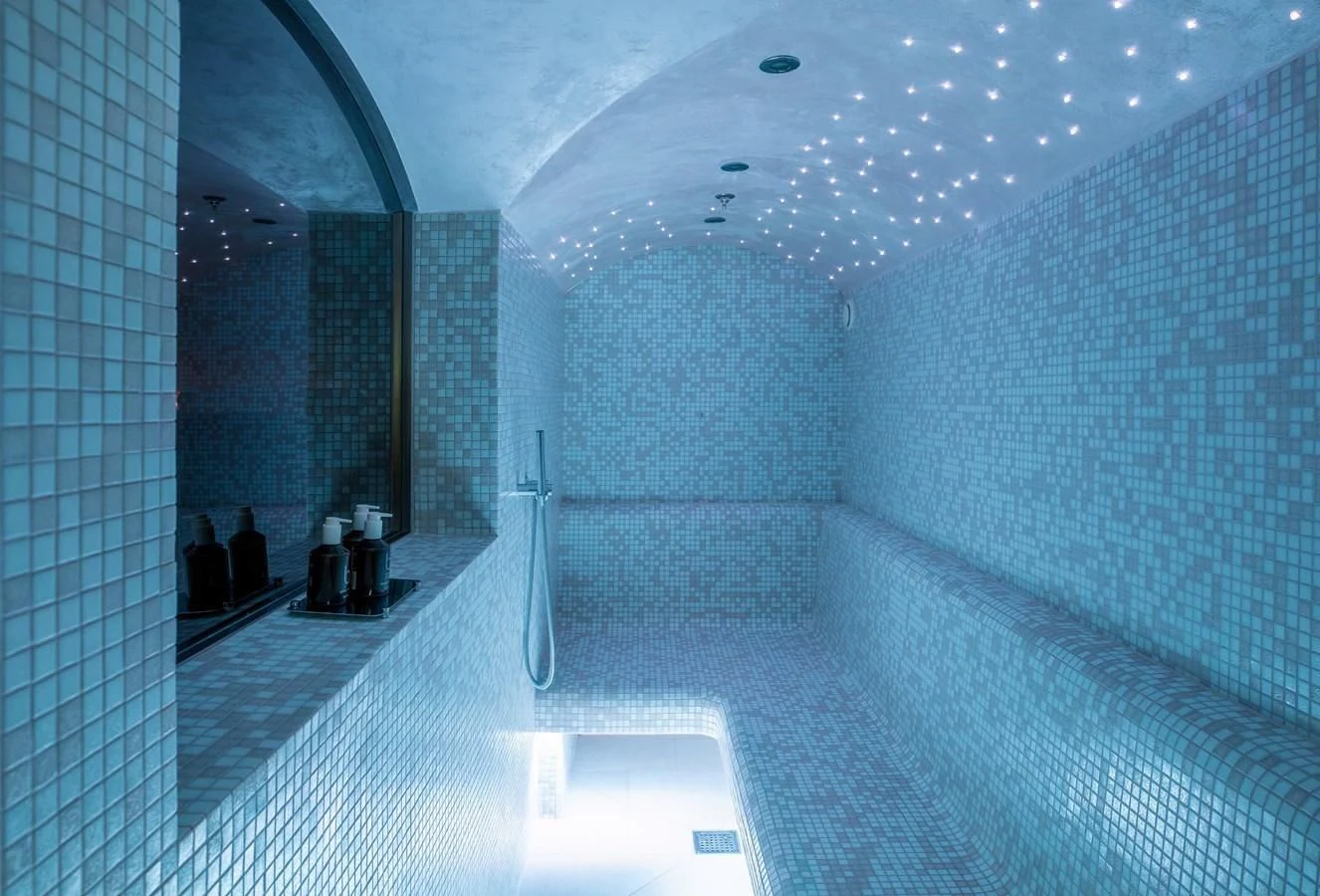 a large bathroom with a large tub aboard FELIX Yacht for Sale