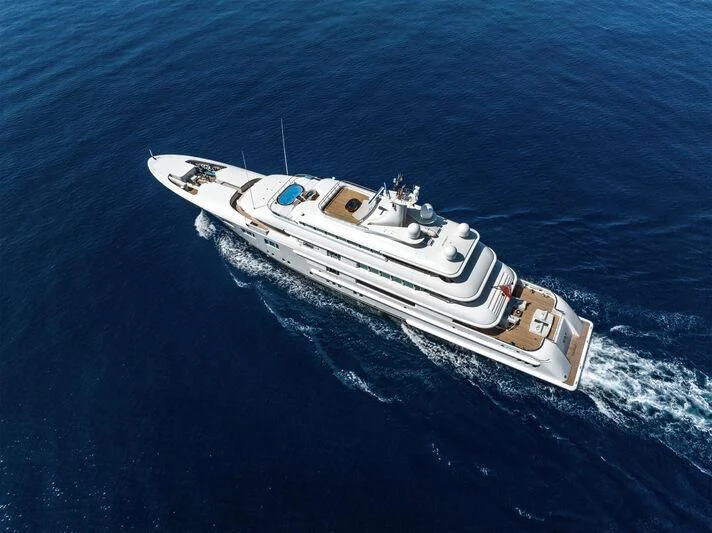 a high angle view of a boat aboard FELIX Yacht for Sale