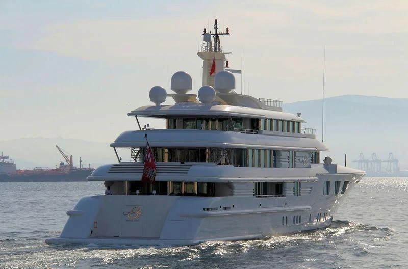 a large white boat in the water aboard FELIX Yacht for Sale