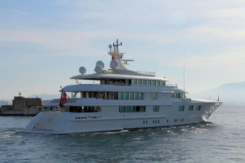 a large white ship aboard FELIX Yacht for Sale