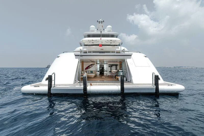 a white boat in the water aboard FELIX Yacht for Sale