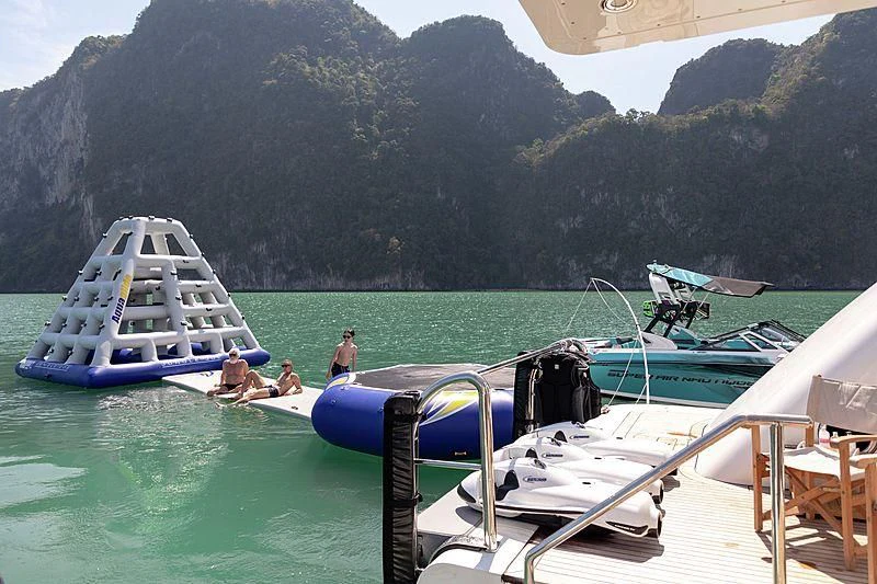 a group of people on a boat aboard FELIX Yacht for Sale