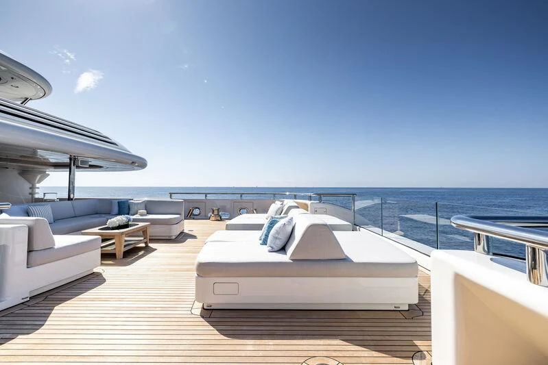 a lounge area on a boat aboard FELIX Yacht for Sale