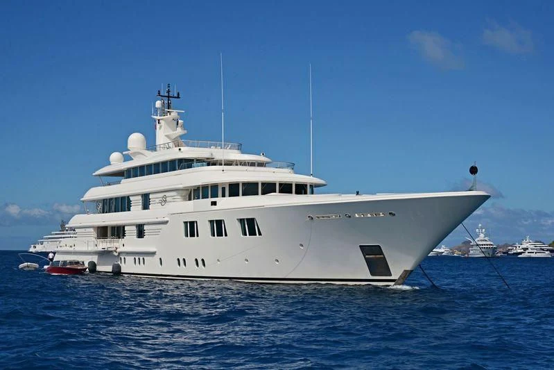 a large white boat in the water aboard FELIX Yacht for Sale