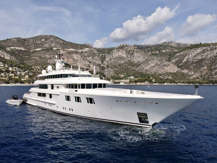 a white yacht in the water aboard FELIX Yacht for Sale