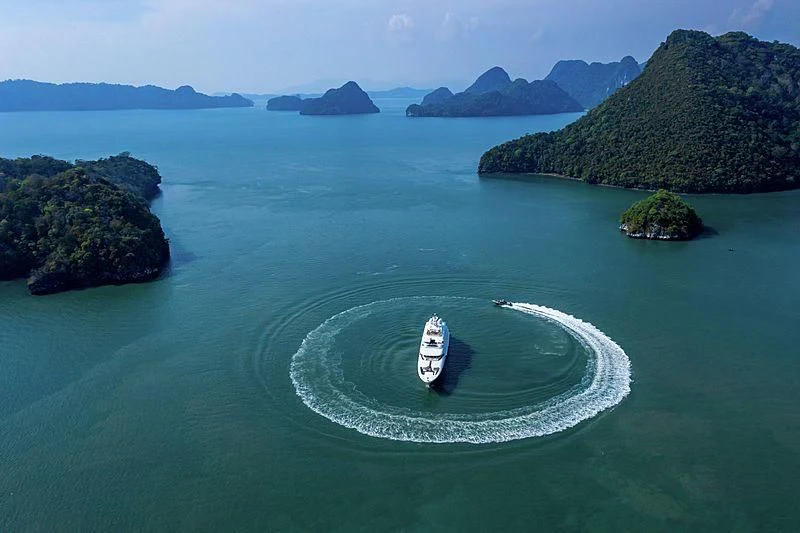 a boat on the water aboard FELIX Yacht for Sale