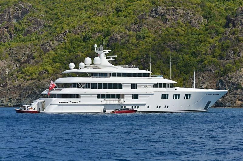 a white yacht on the water aboard FELIX Yacht for Sale