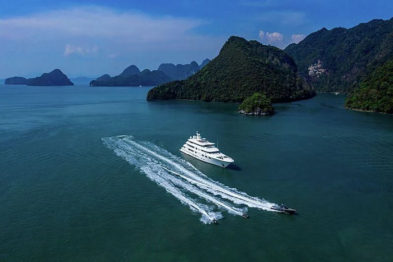a boat sailing on the sea aboard FELIX Yacht for Sale
