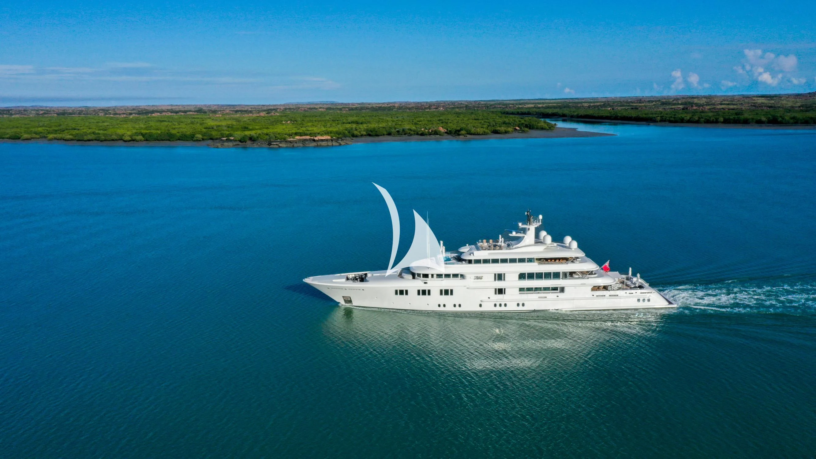 a white boat in the water aboard FELIX Yacht for Sale