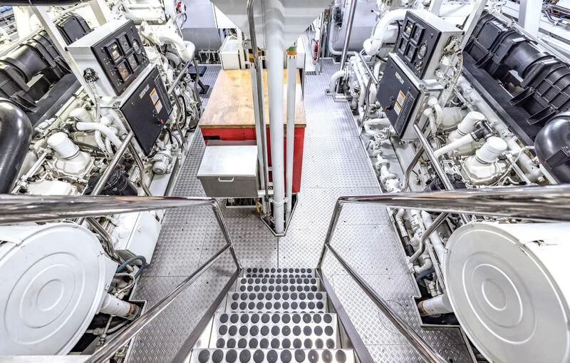 a large machine with many wires aboard FELIX Yacht for Sale