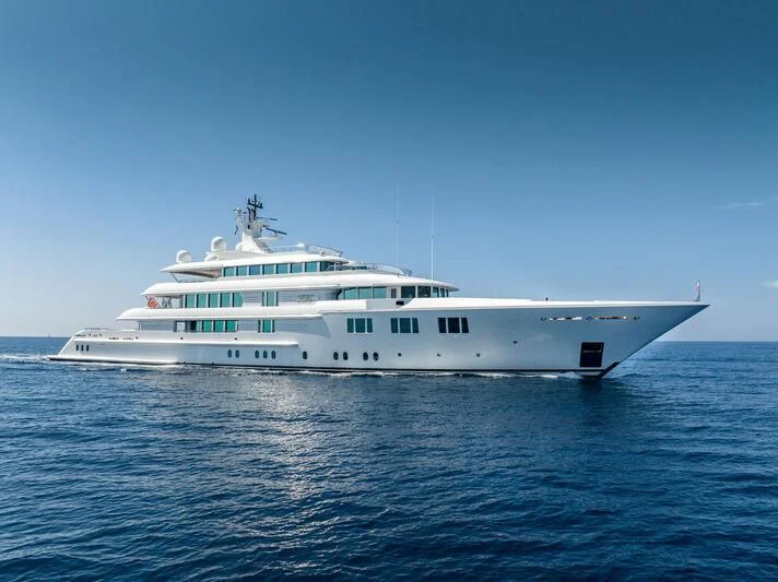 a white yacht in the water aboard FELIX Yacht for Sale