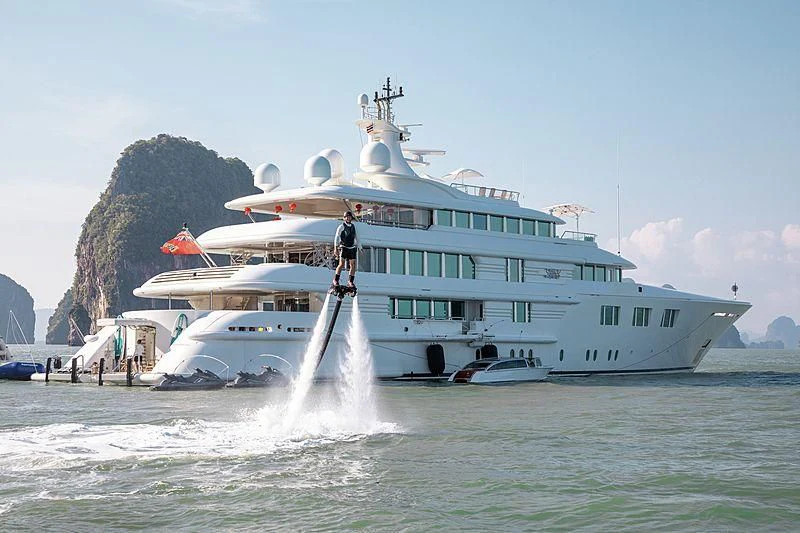 a person standing on a boat aboard FELIX Yacht for Sale