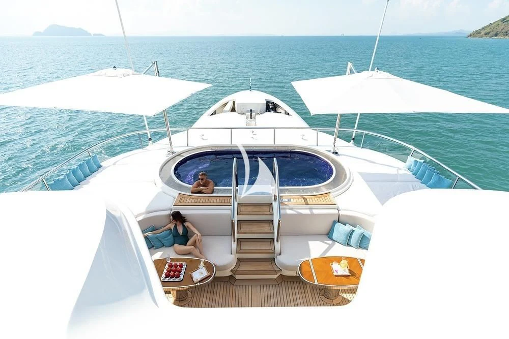 people sitting on a boat aboard FELIX Yacht for Sale