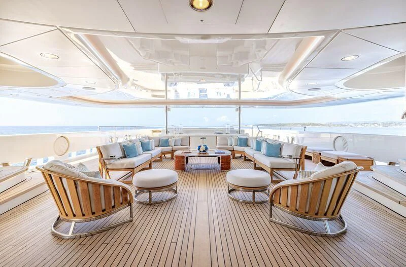 a large room with chairs and a table aboard FELIX Yacht for Sale