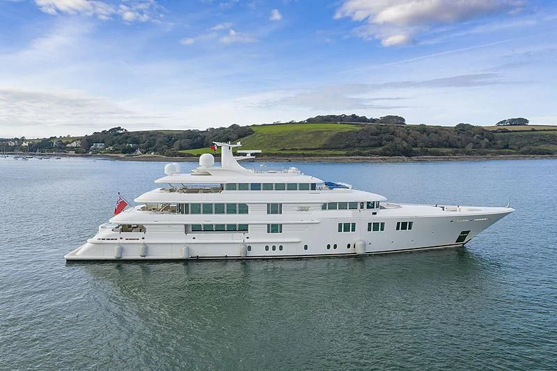 a white yacht on the water aboard FELIX Yacht for Sale