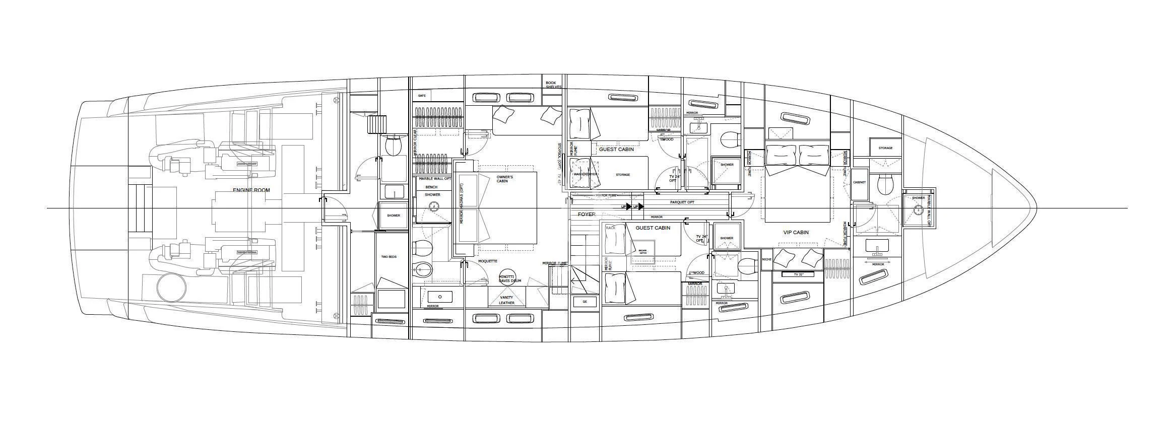 a diagram of a building aboard ZILVAR IV Yacht for Sale