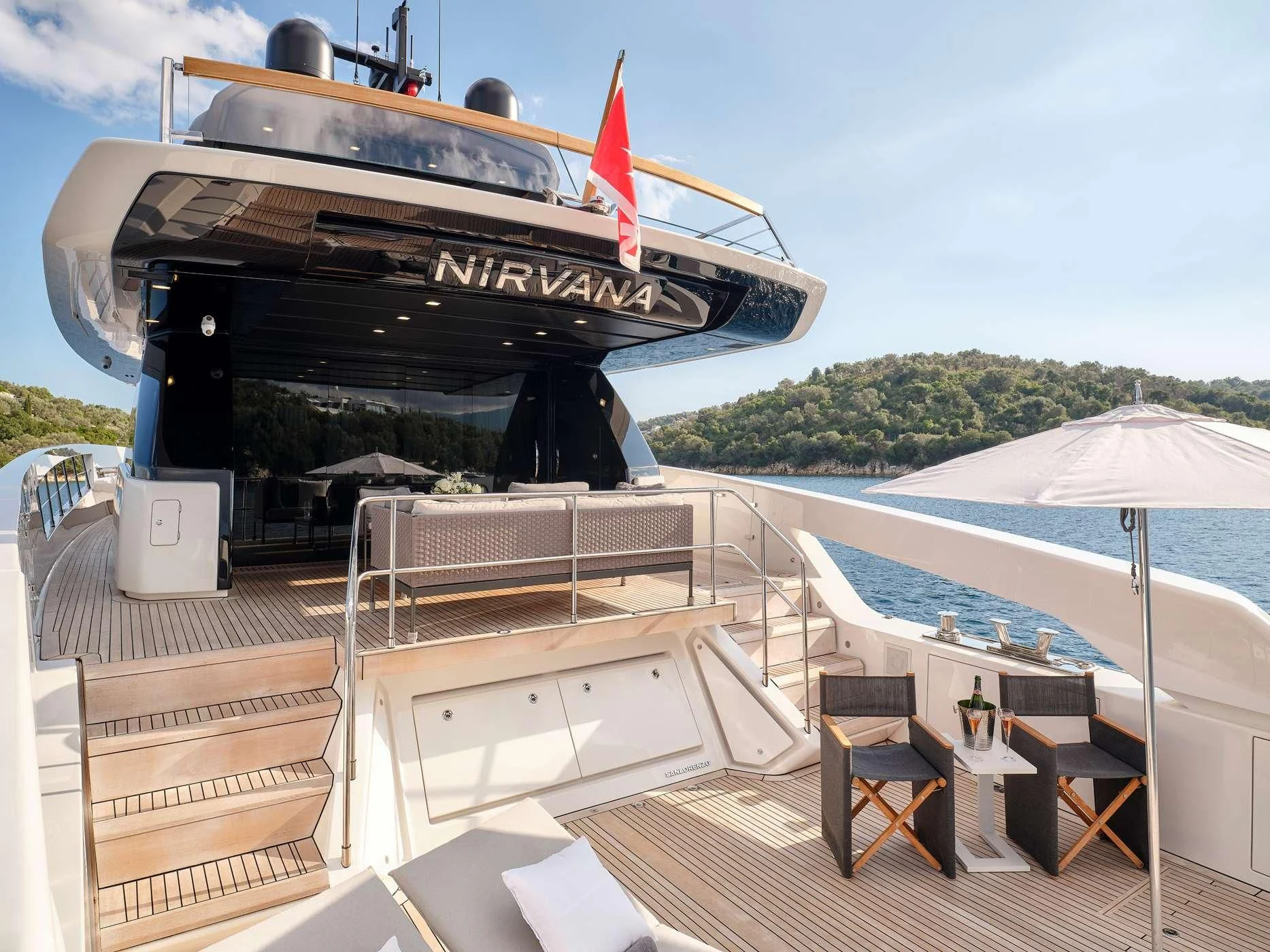 a boat on a deck aboard ZILVAR IV Yacht for Sale