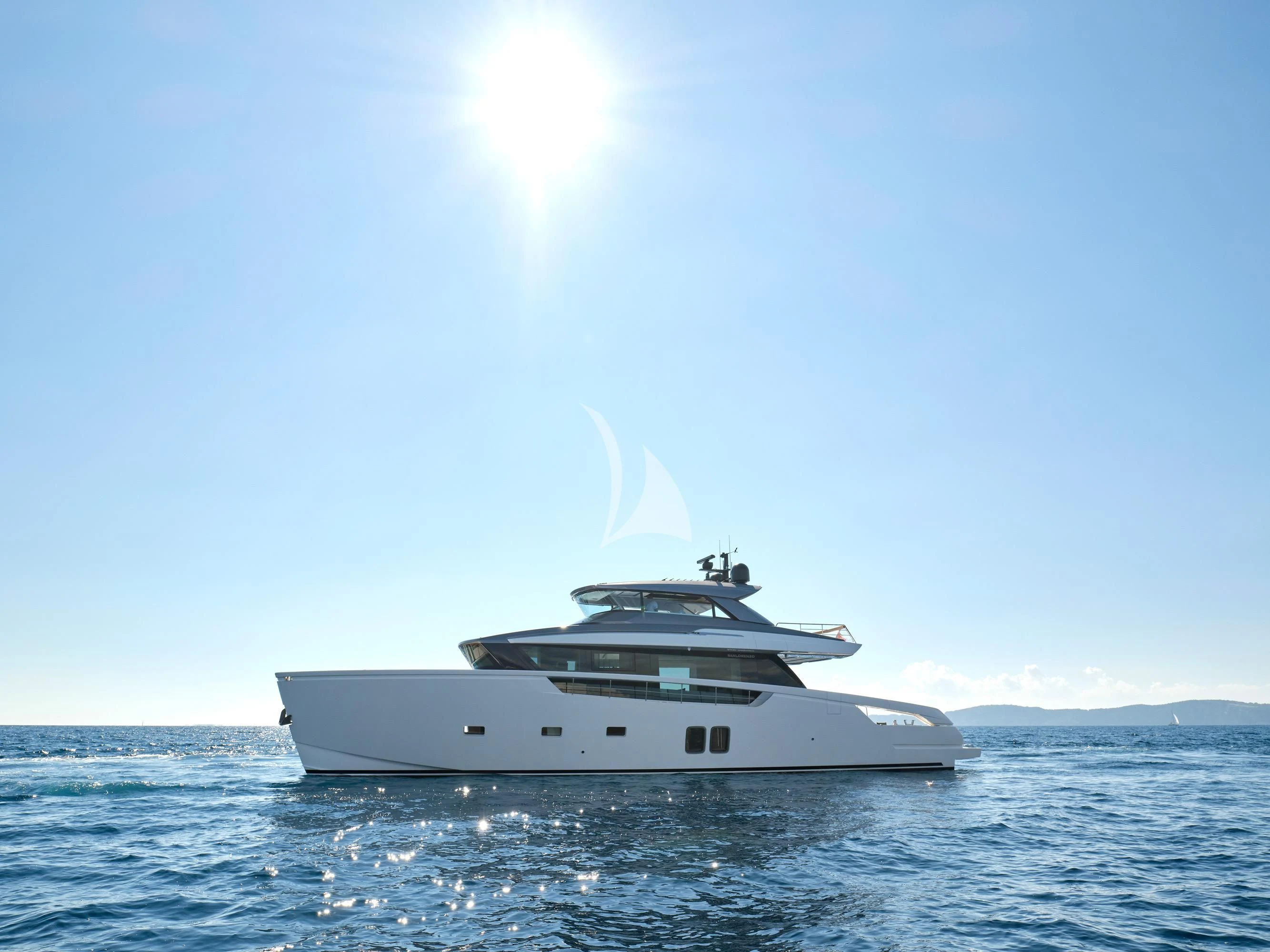 a white yacht in the water aboard ZILVAR IV Yacht for Sale