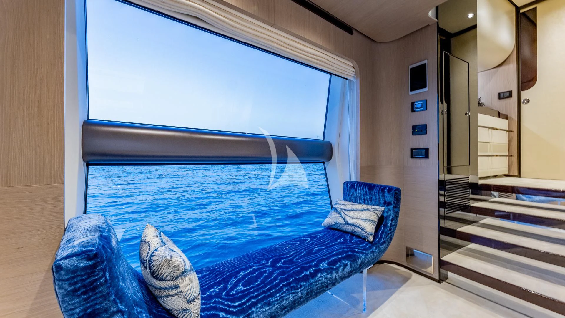 a bed in a room aboard CAPTAIN MORGAN II Yacht for Sale