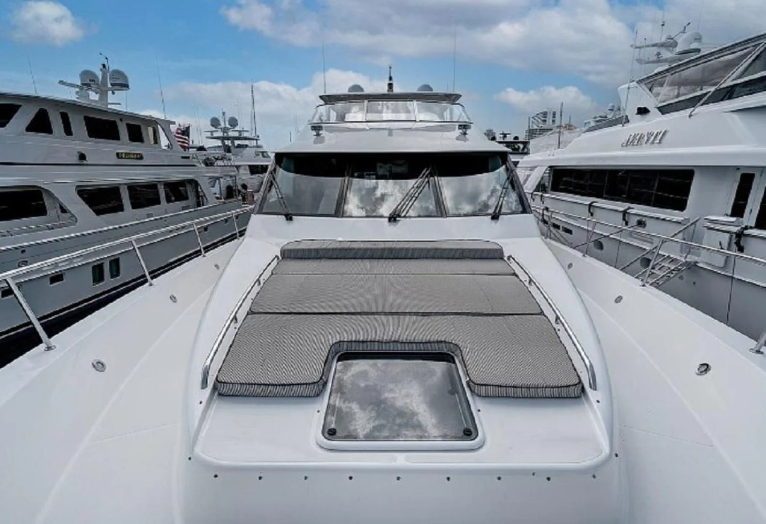 a group of boats in a harbor aboard LADY B Yacht for Sale