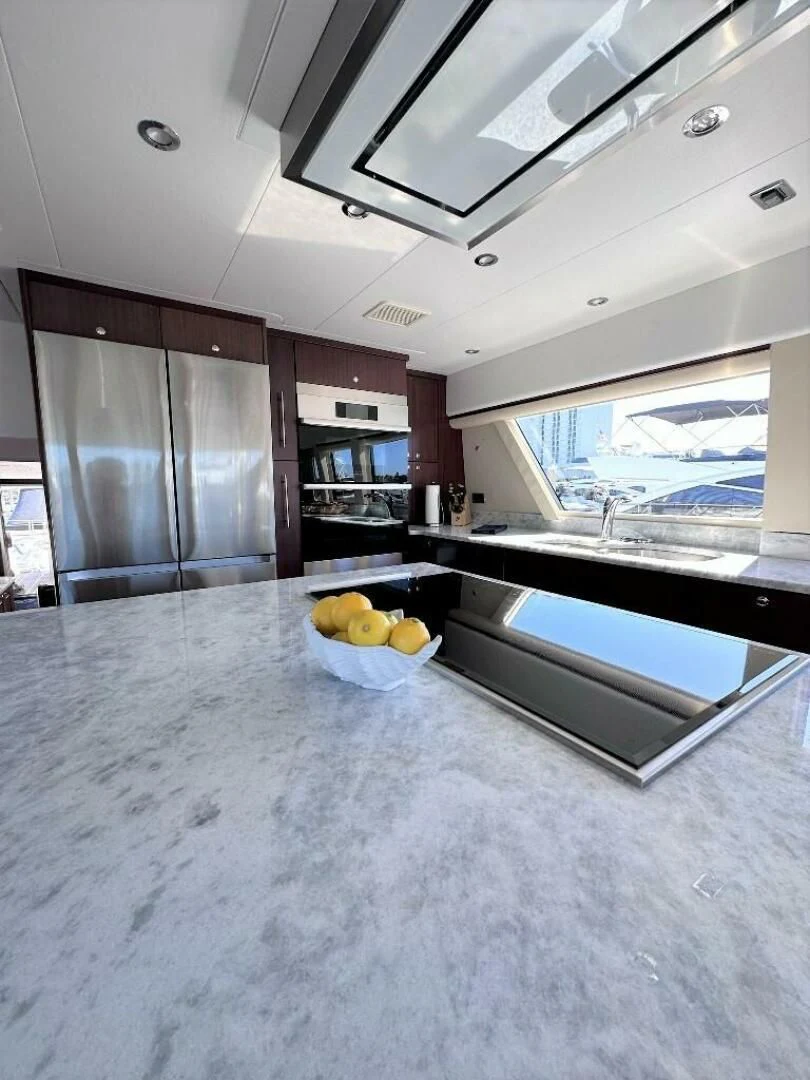 a bowl of fruit on a table aboard LADY B Yacht for Sale