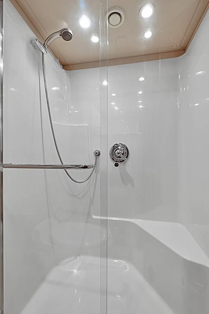 a shower with a glass door aboard LADY B Yacht for Sale