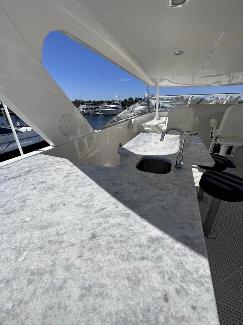 a view of the wing of a plane aboard LADY B Yacht for Sale