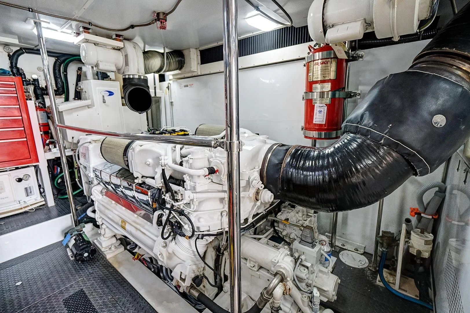 a large metal machine aboard LADY B Yacht for Sale