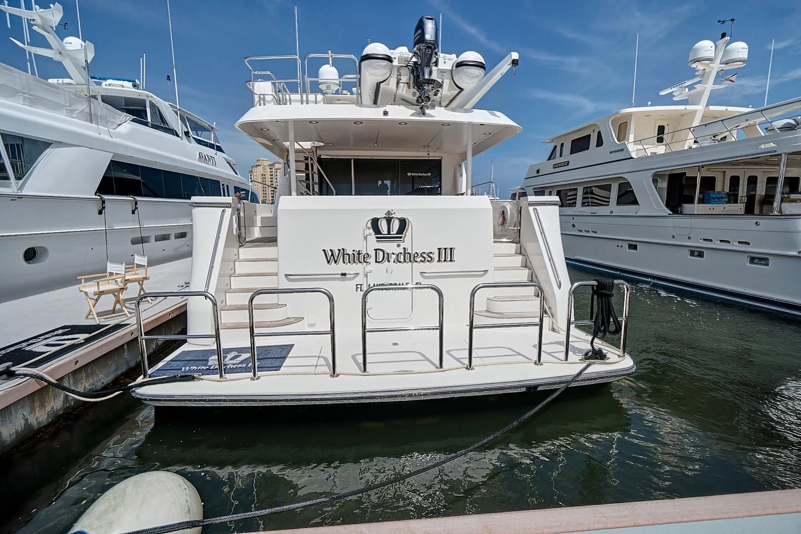 a group of boats in a harbor aboard LADY B Yacht for Sale