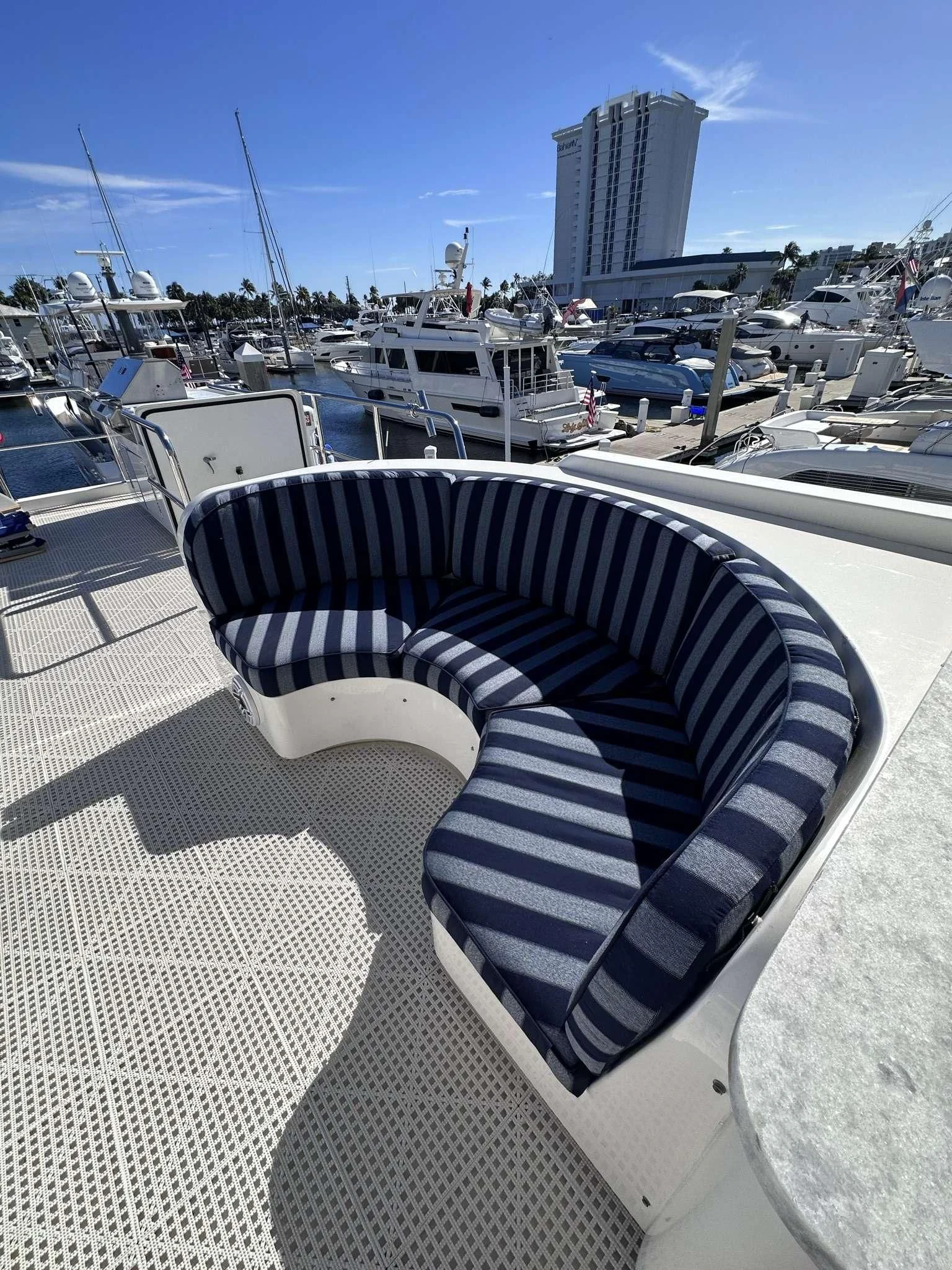 a group of boats in a harbor aboard LADY B Yacht for Sale