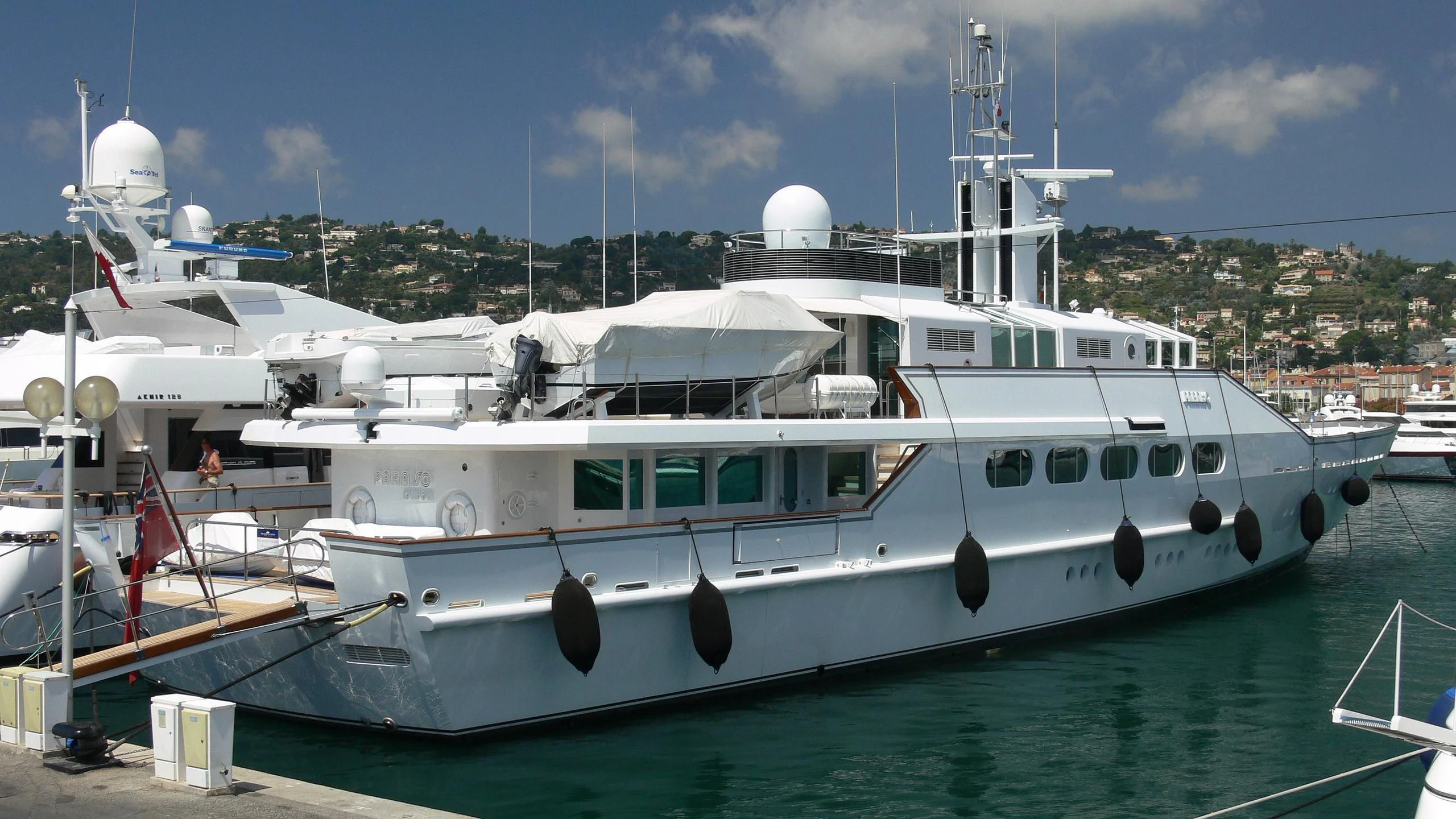 a large white boat aboard PARAISO Yacht for Sale
