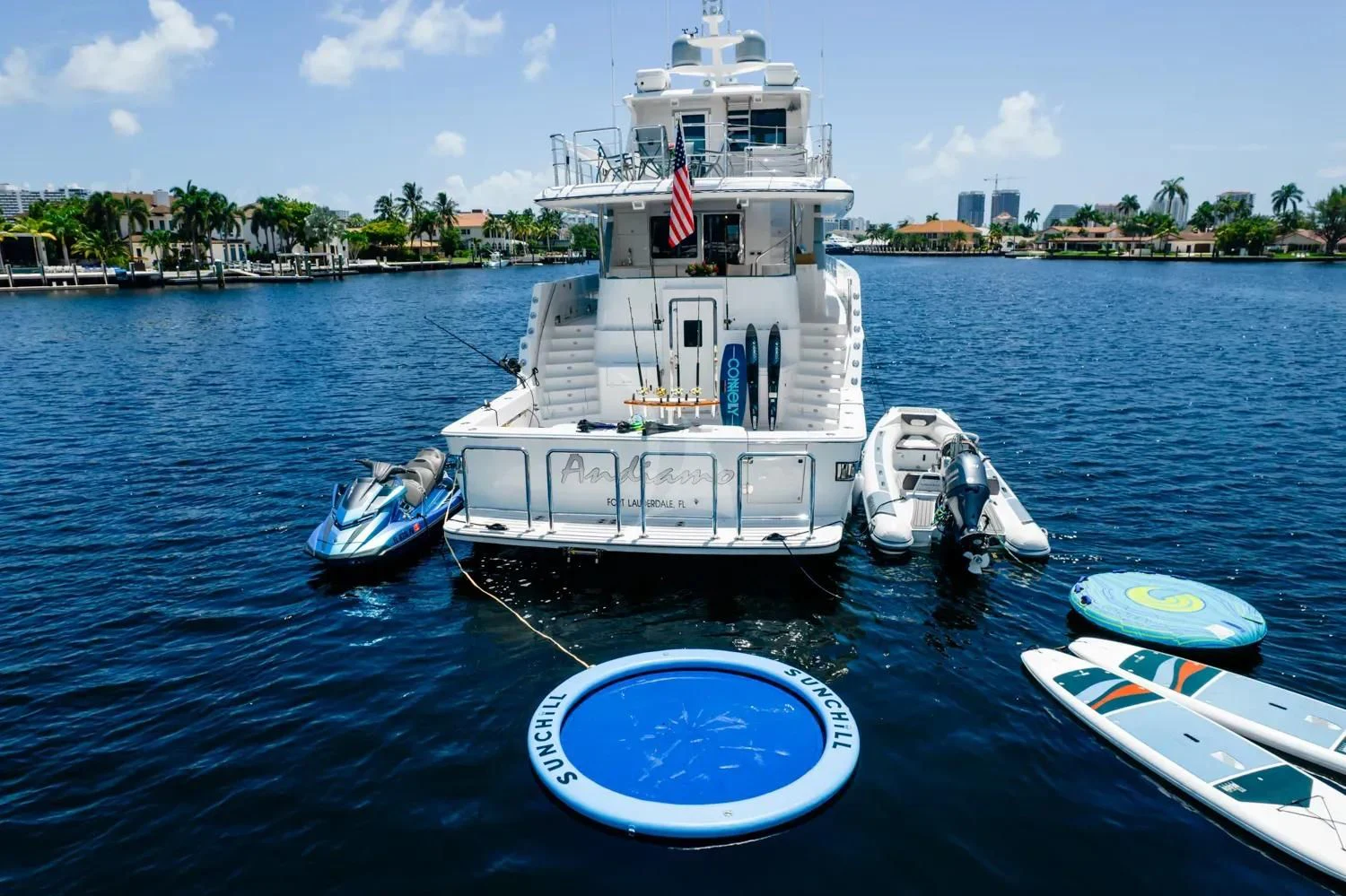 a boat on the water aboard ANDIAMO Yacht for Charter
