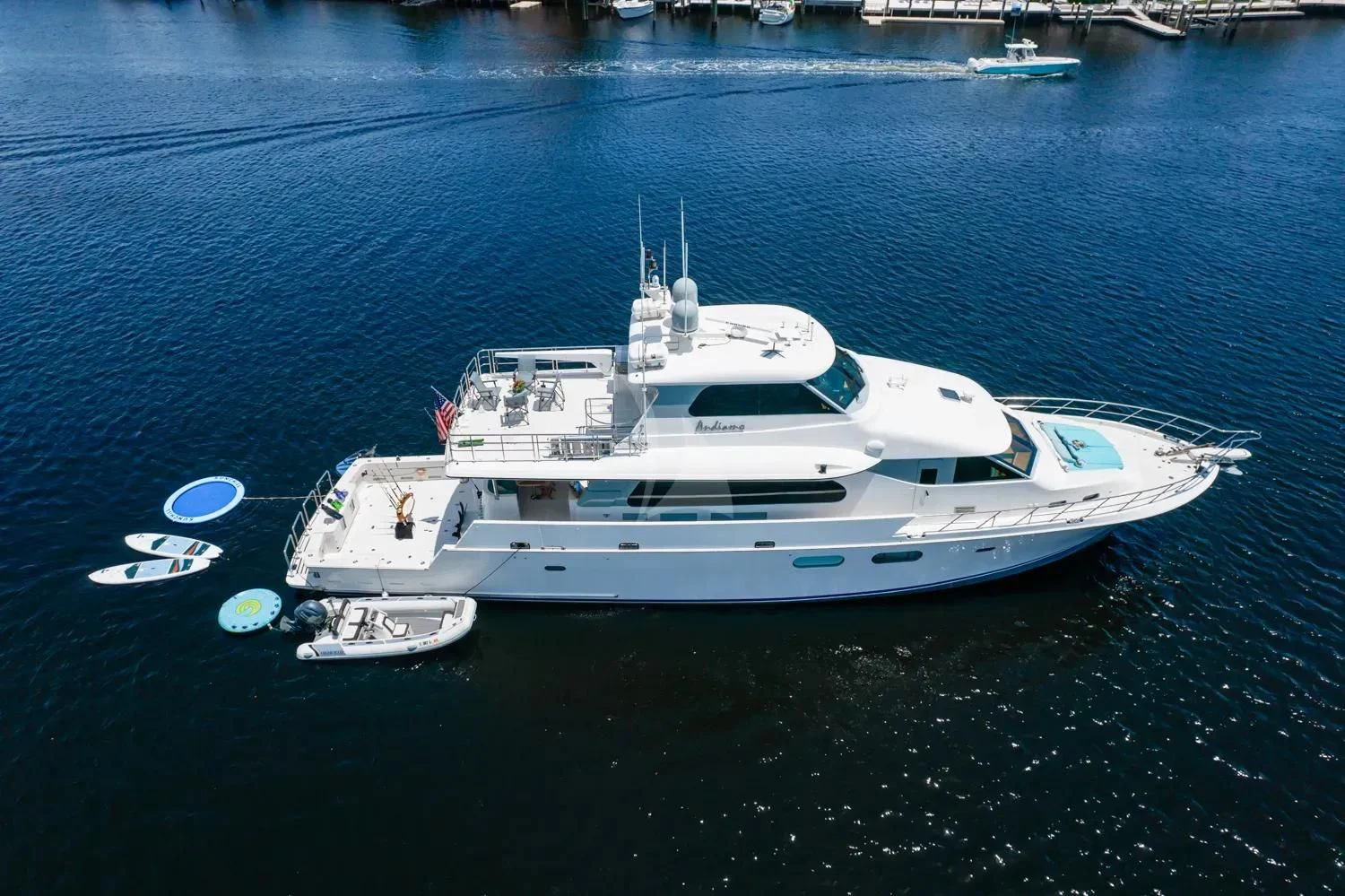 a yacht on the water aboard ANDIAMO Yacht for Charter