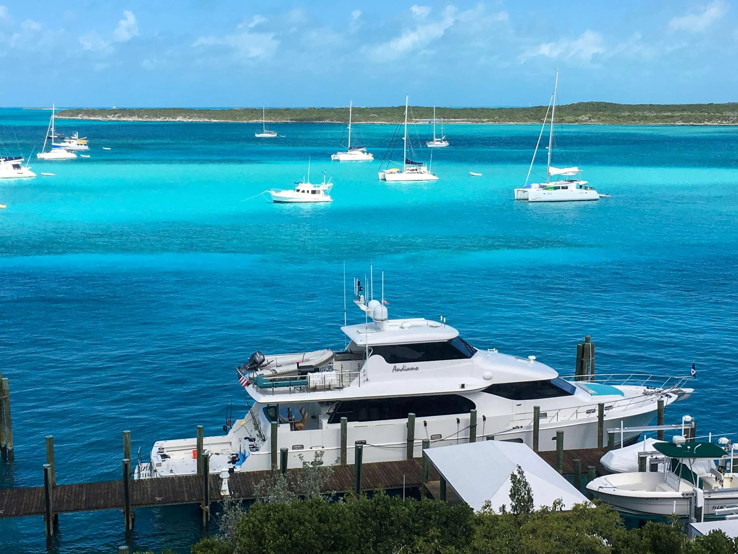 a large ship in the water aboard ANDIAMO Yacht for Charter