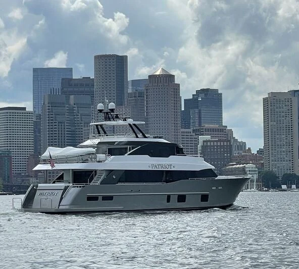 a boat on the water aboard PATRIOT Yacht for Sale