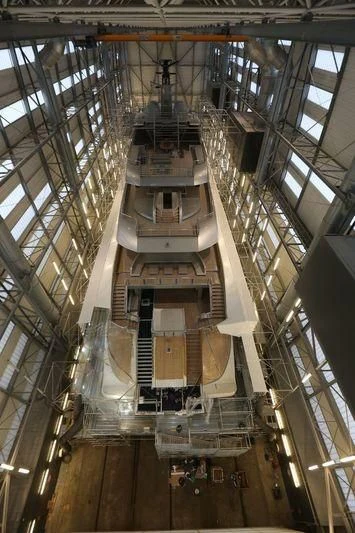 a large factory with many levels aboard TANGO Yacht for Sale