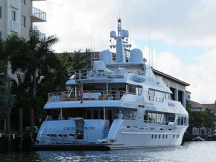 a large white boat aboard CARTE BLANCHE Yacht for Charter
