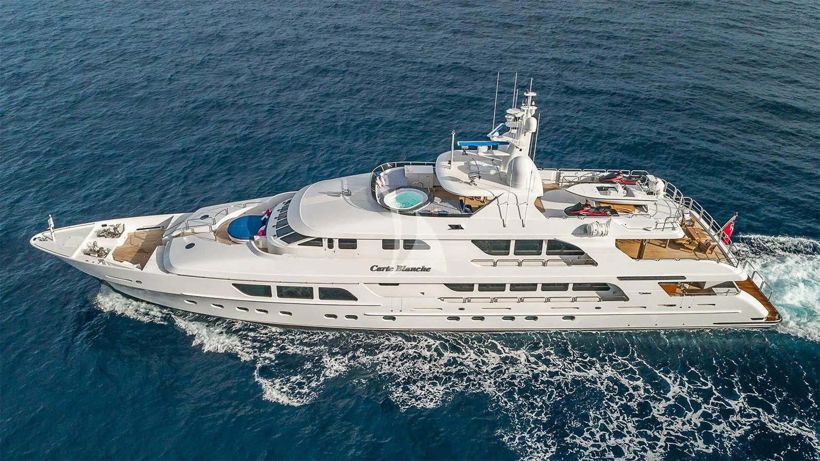a boat in the water aboard CARTE BLANCHE Yacht for Charter