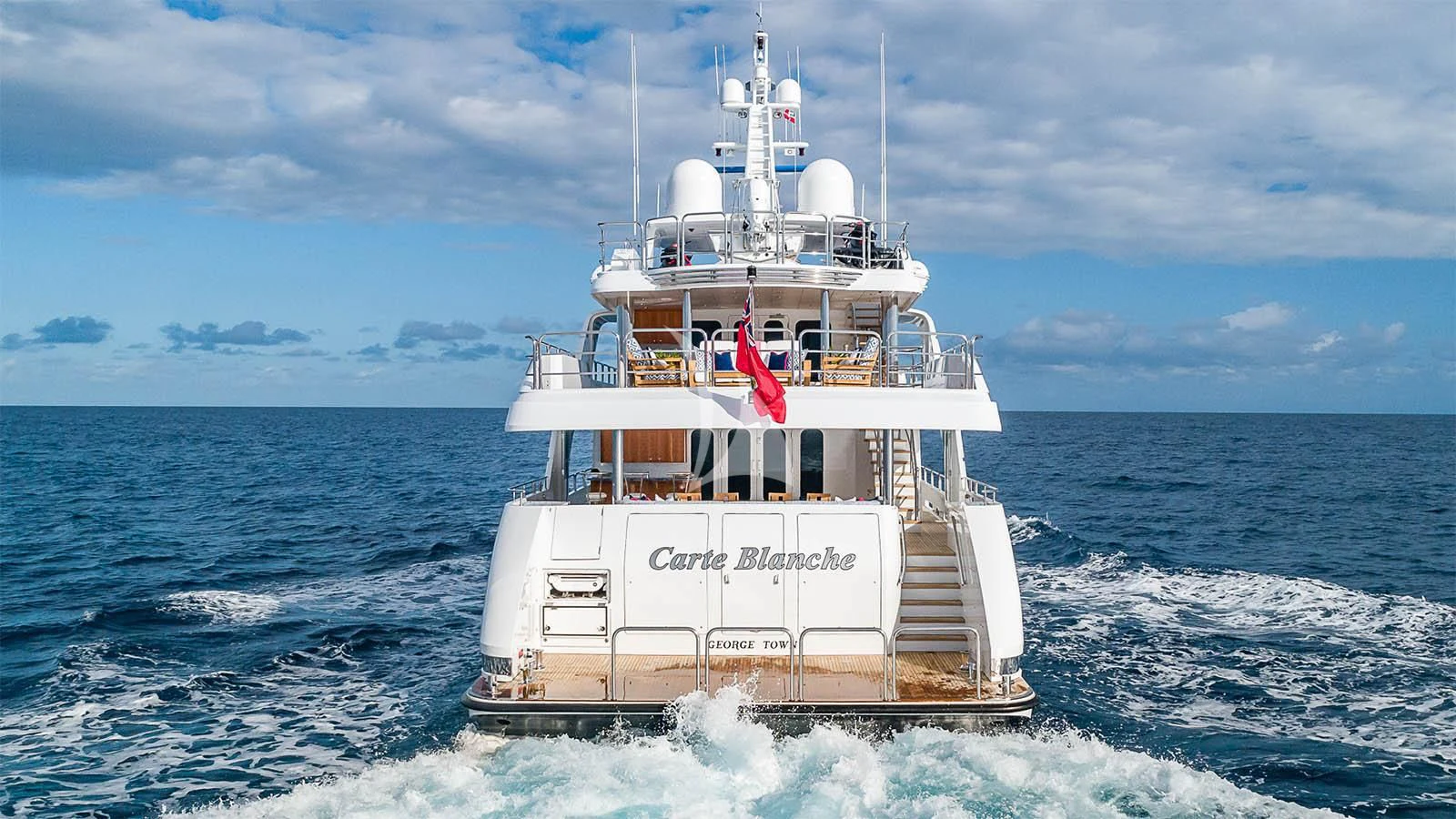 a boat in the water aboard CARTE BLANCHE Yacht for Charter