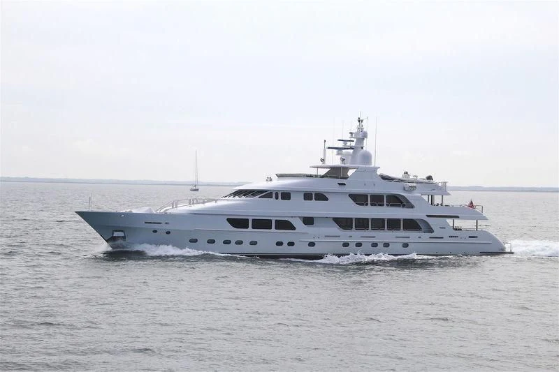 a large white boat in the water aboard CARTE BLANCHE Yacht for Charter