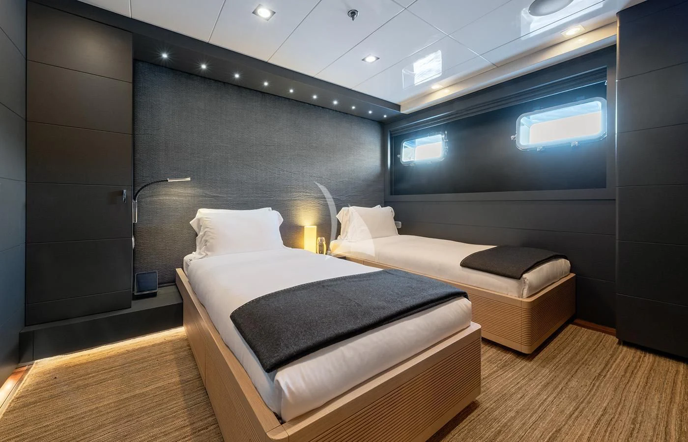 a room with a bed and a tv aboard ZIA Yacht for Sale